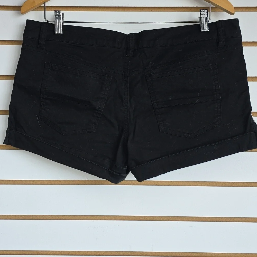 Black Jeans Shorts w/Side Zippers